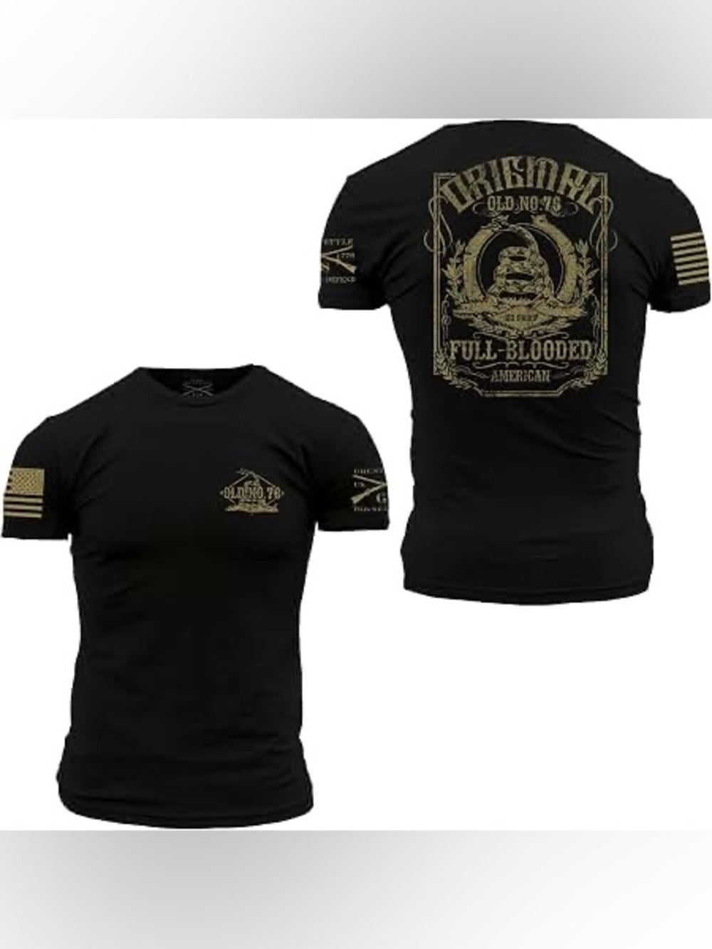 Grunt Style Black Tee with Gold Vintage Graphic